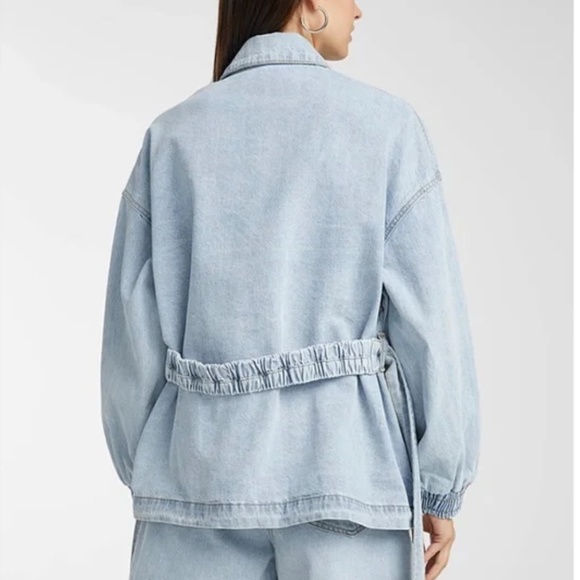Organic cotton oversized belted denim jacket overshirt NWT - Picture 2 of 15